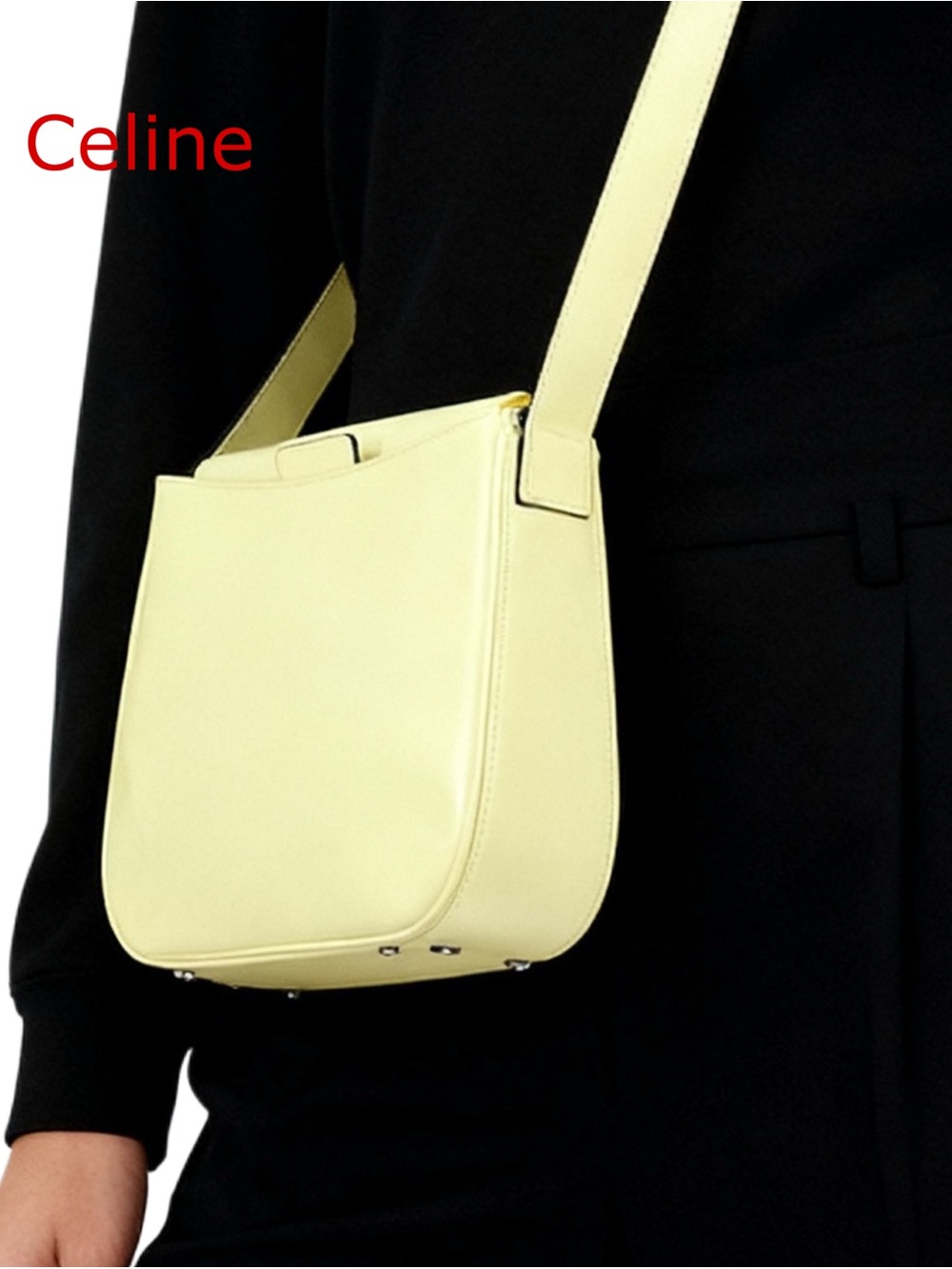 AUTHENTIC CELINE yellow leather handbag